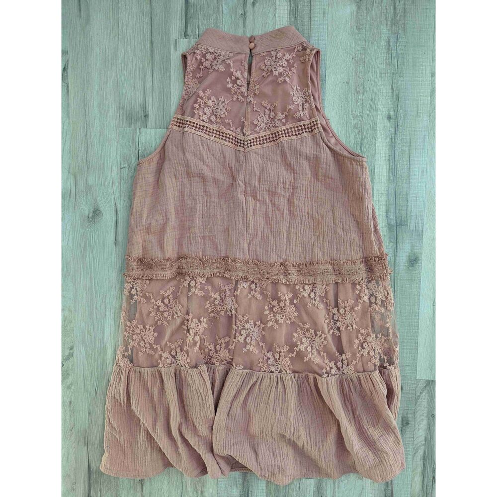 Altar'd State Floral Lace Sleeveless High Neck Dress Pink , Medium (w6) - Picture 7 of 7